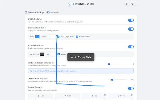 FlowMouse: Ekstensi Mouse Gesture Chrome Terbaik & Privasi description image 1